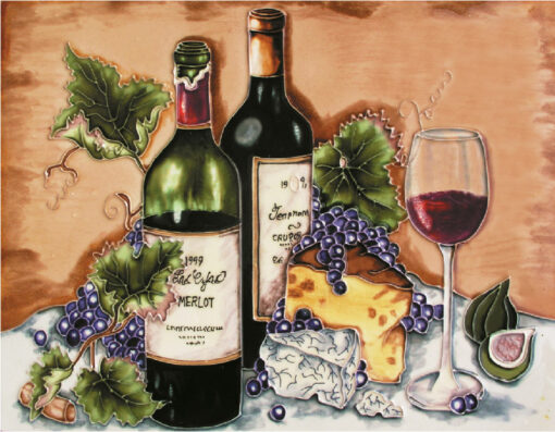 handpainted ceramit tile wine